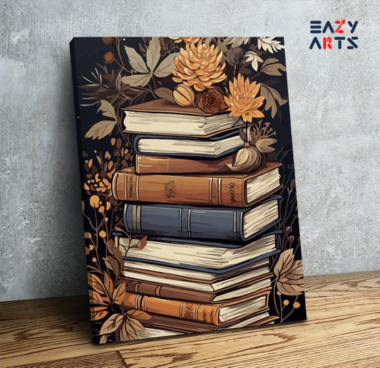 Floral Vintage Books Paint by Numbers Kit