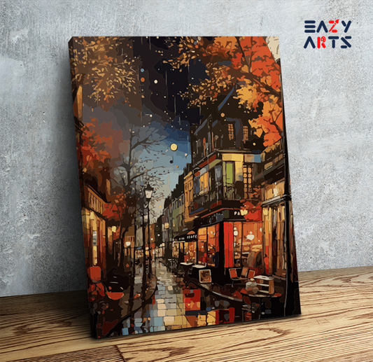 Autumn Night Street Paint by Numbers Kit