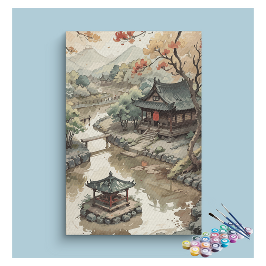 Serene Pagoda Garden Paint by Numbers Kit