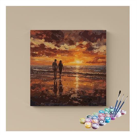 Romantic Sunset Beach Walk Landscape Paint by Numbers Kit