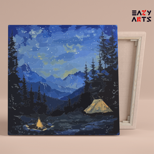 Starry Night Camping Landscape Paint by Numbers Kit