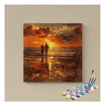 Sunset Stroll by the Beach Paint by Numbers Kit