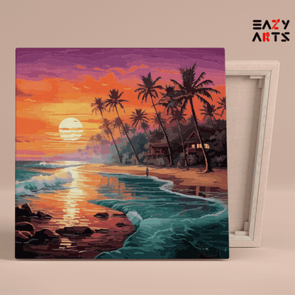 Tropical Sunset Paradise Landscape Paint by Numbers Kit