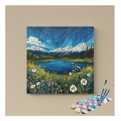 Alpine Meadow Landscape Paint by Numbers Kit