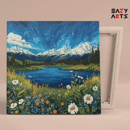 Alpine Meadow Landscape Paint by Numbers Kit