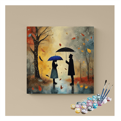 Lovers Under Umbrella: Autumn Romance Paint by Numbers Kit