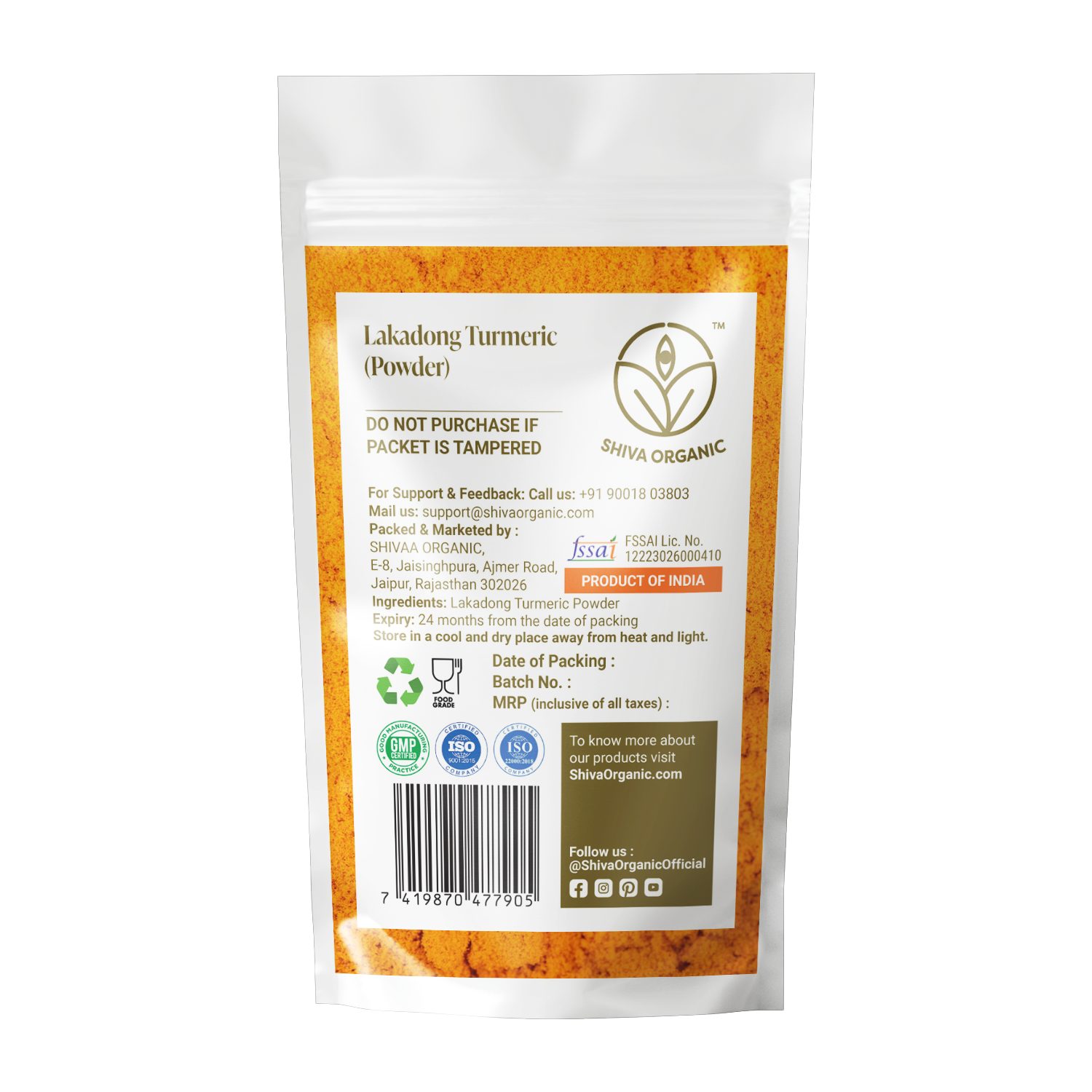Lakadong Turmeric Powder - High Curcumin