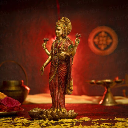 Svastika Goddess Lakshmi Standing Idol – 10 Inch