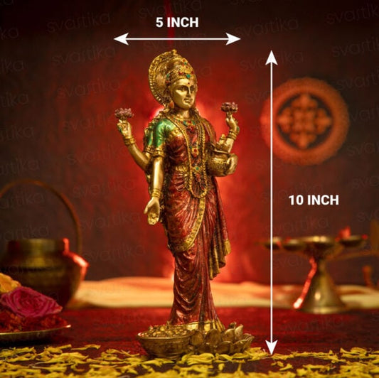 Svastika Goddess Lakshmi Standing Idol – 10 Inch