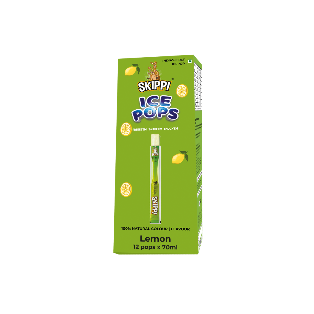 Lemon Flavor Skippi Natural Ice Pop, Pack Of 12 Ice Pops