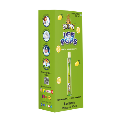 Lemon Flavor Skippi Natural Ice Pop, Pack Of 12 Ice Pops