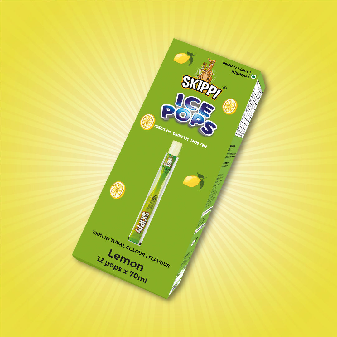 Skippi Lemon Flavor Ice Pop, Pack Of 12