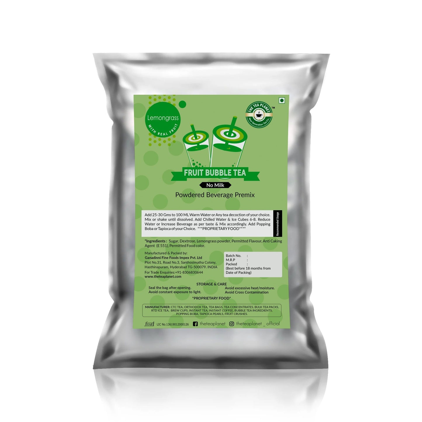 Lemongrass Fruit Bubble Tea Premix - 1 Kg