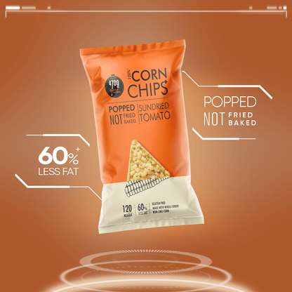 Chips+, Sundried Tomato, Popped, 100% Corn-Based (Pack of 6, 55g)