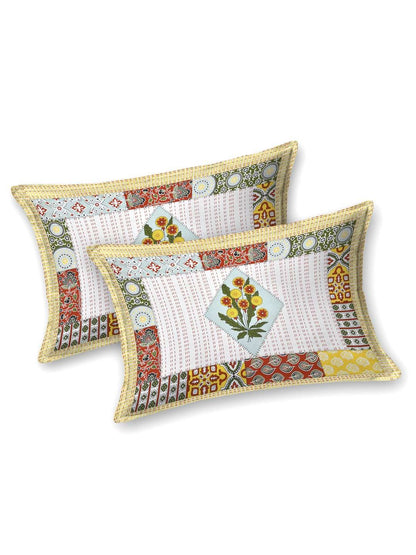 100% Pure Cotton Traditional Printed Bedsheet for Double Bed King Size Bedsheet with 2 Pillow Covers