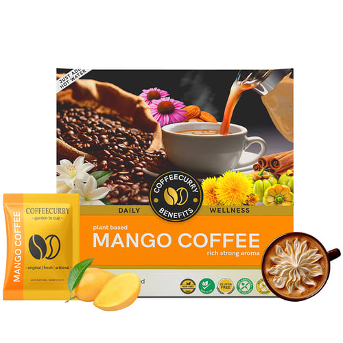 Mango Instant Coffee Premix - Premium Arabica Freeze-Dried Coffee for Hot Beverages - Coffeecurry
