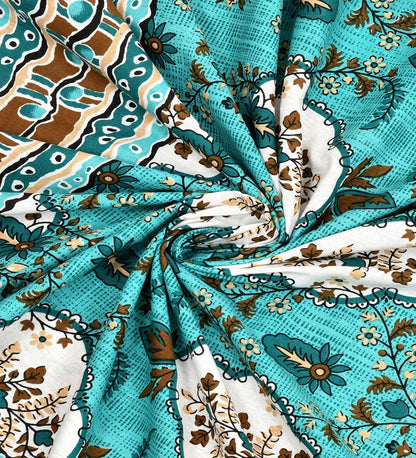 100% Pure Cotton Traditional Printed Bedsheet for Double Bed King Size Bedsheet with 2 Pillow Covers