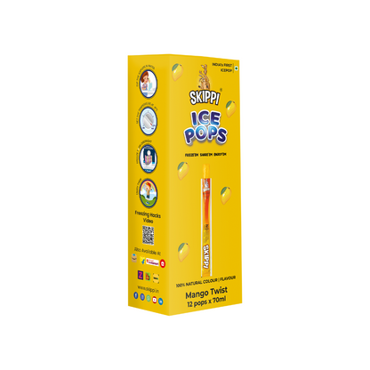 Mango Twist Flavor Skippi Natural Ice Pop, Pack of 12 Ice Pops