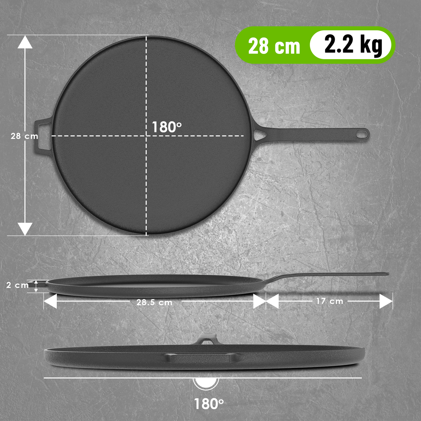 Esspy 28cm/11inch Pre-Seasoned Cast Iron Dosa Tawa | Roti/Chapati Tawa | Iron Tawa Big Size | Cast Iron Cookware | Gas and Induction Compatible | Toxin Free