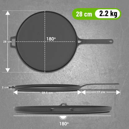 Esspy 28cm/11inch Pre-Seasoned Cast Iron Dosa Tawa | Roti/Chapati Tawa | Iron Tawa Big Size | Cast Iron Cookware | Gas and Induction Compatible | Toxin Free