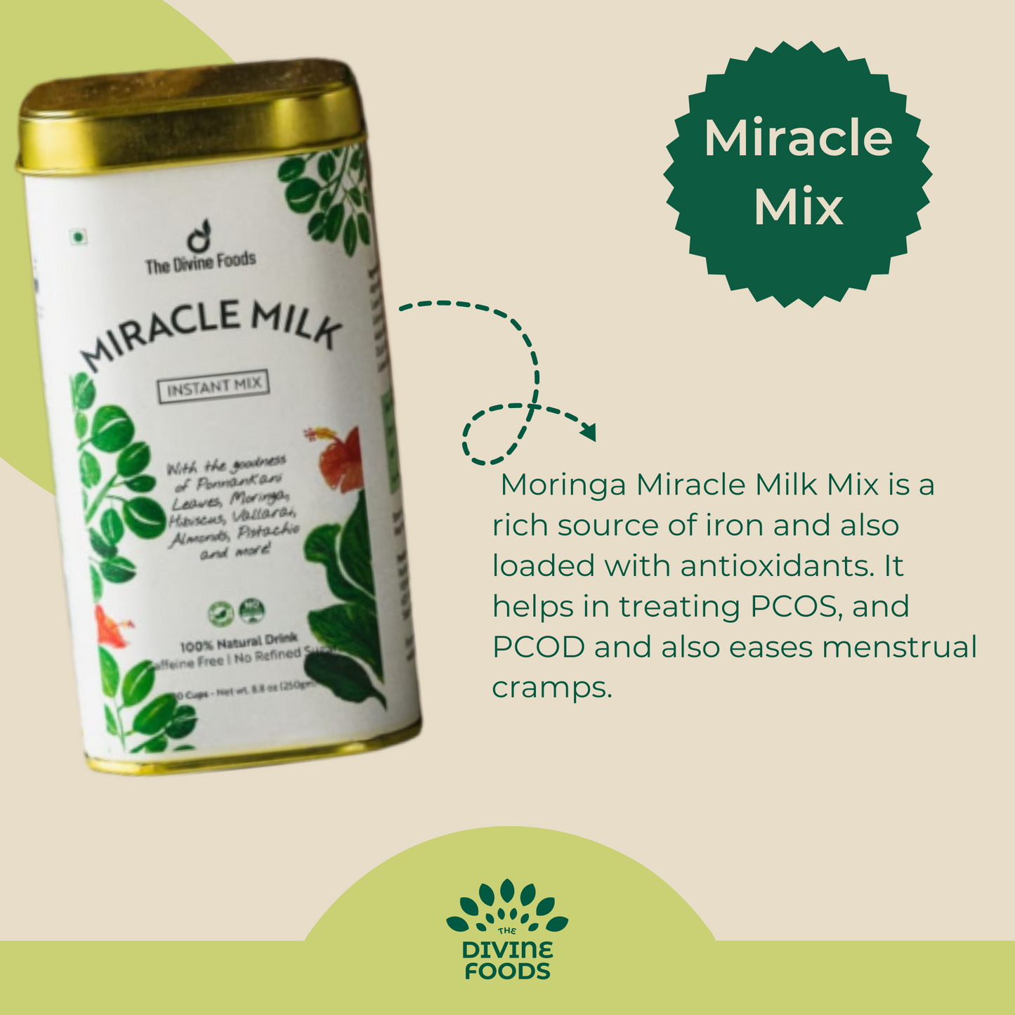 Miracle Milk (Moringa) Instant Latte Mix 200 gm (Natural remedy for PCOS)