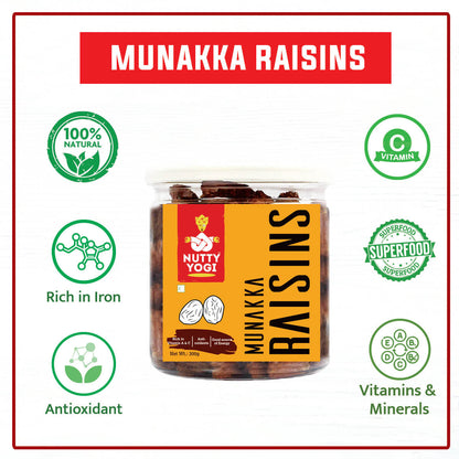 Nutty Yogi Munakka Raisins 300g | Afghani | Abjos| King Size | Healthy Dry Fruits | 300gm (Pack of 1)