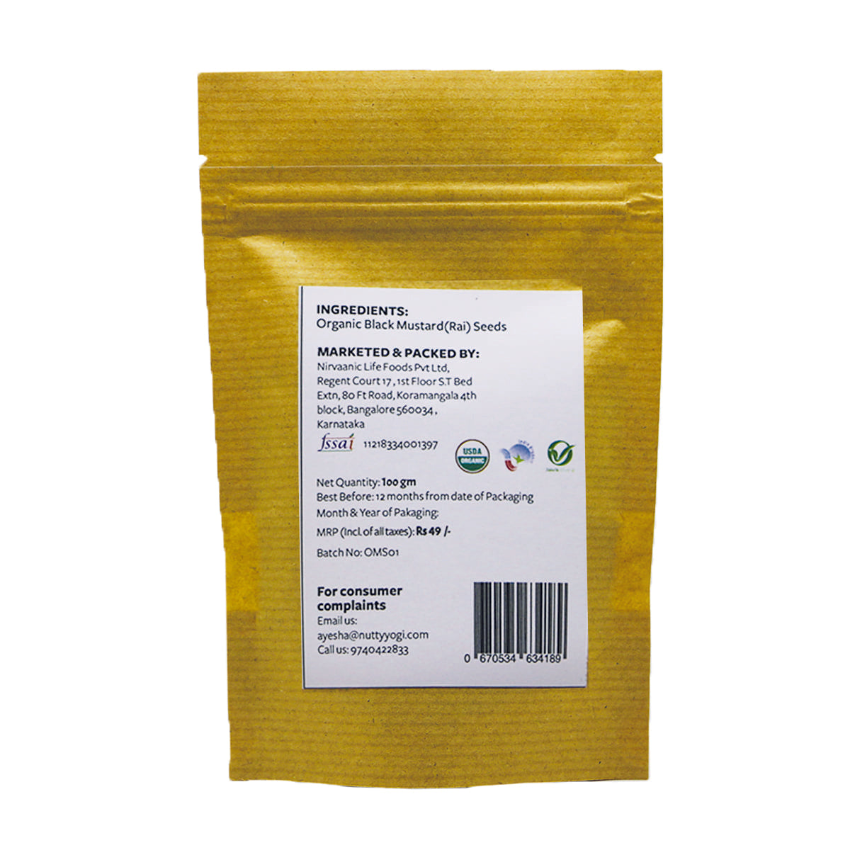 Nutty Yogi Organic Mustard Seeds 100gm