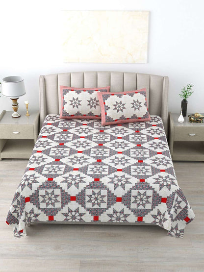 100% Pure Cotton Traditional Printed Bedsheet for Double Bed King Size Bedsheet with 2 Pillow Covers