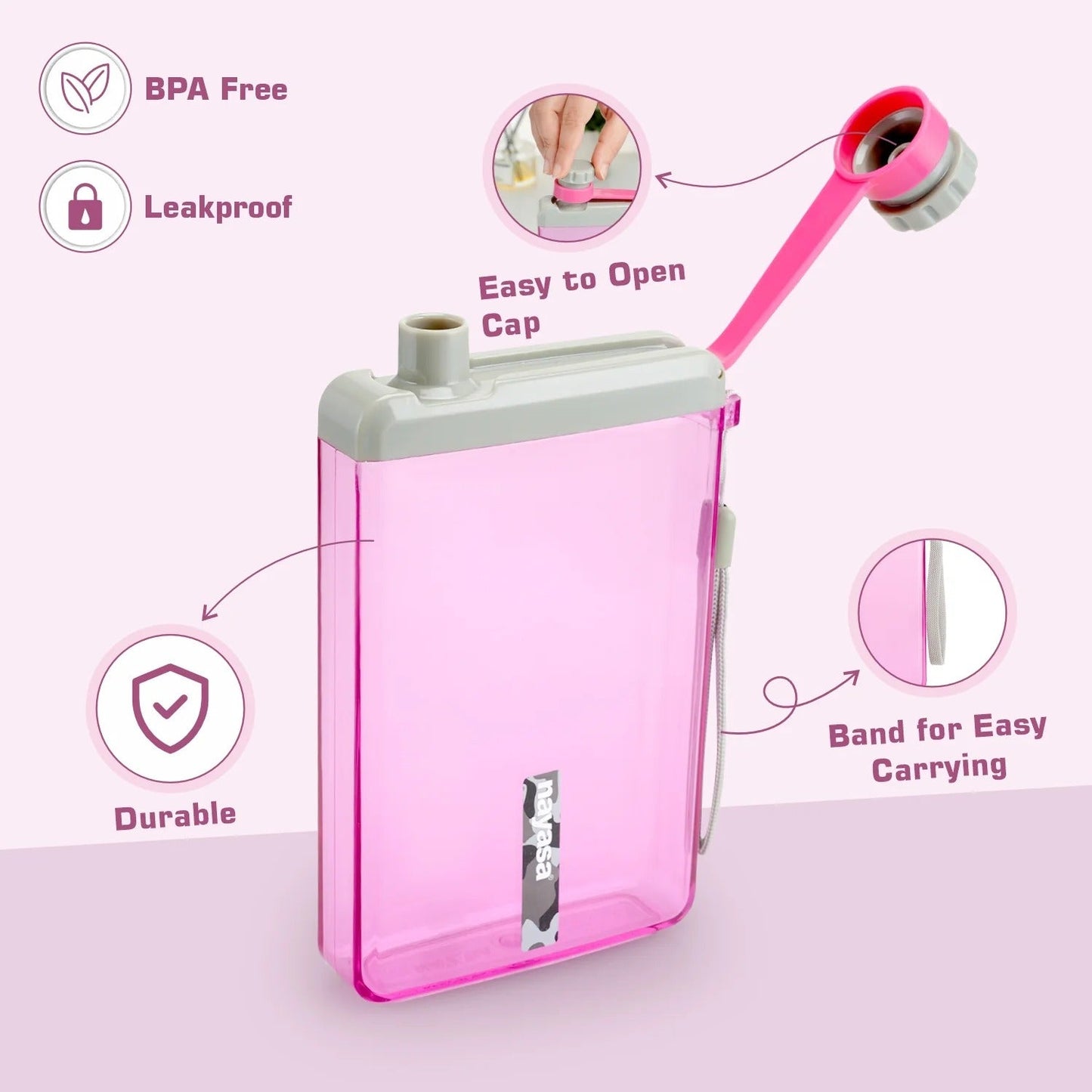 Nayasa Zelda Flat Plastic Water Bottle 450ml