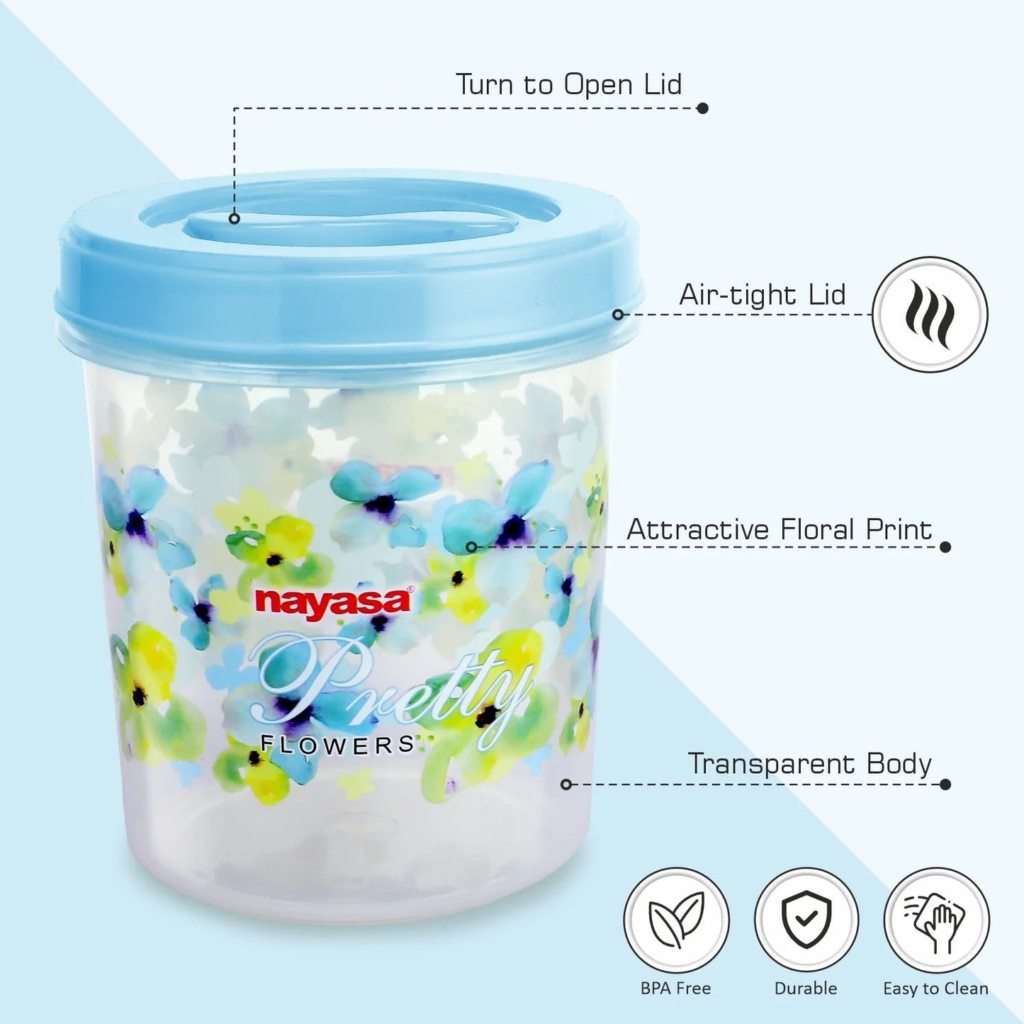 Nayasa Store In Food Storage Container - Set of 3 (600ml)