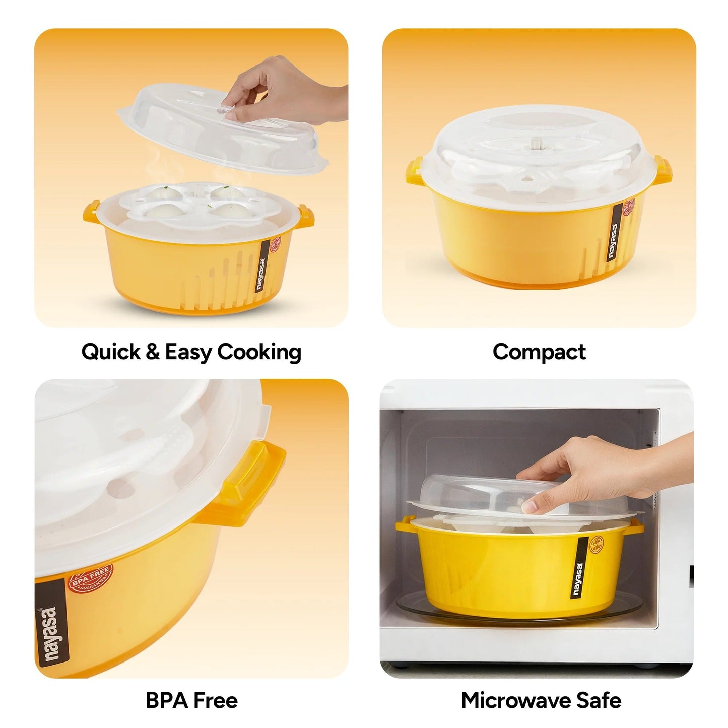 Nayasa 4-in-1 Idli Maker Microwave Safe BPA-Free