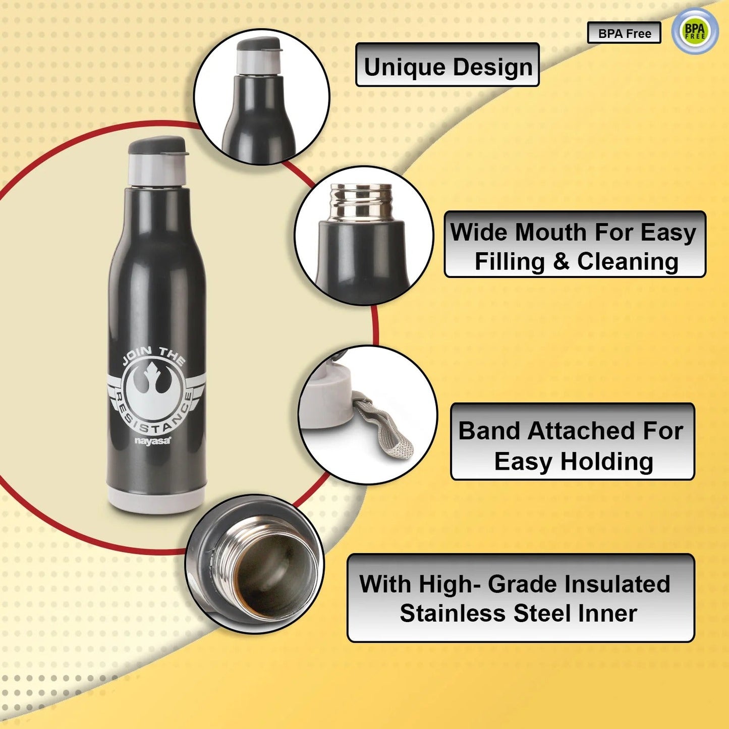 Nayasa Quench Steel Water Bottle 600ml