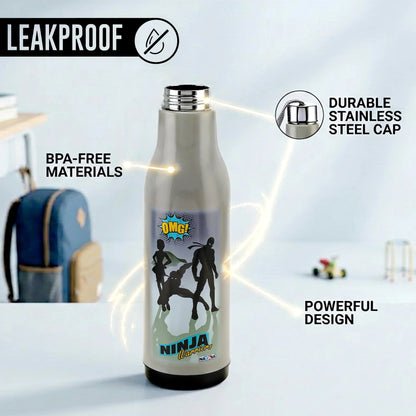 Nayasa Whip 600ml Cartoon Print Water Bottle with Steel Inner