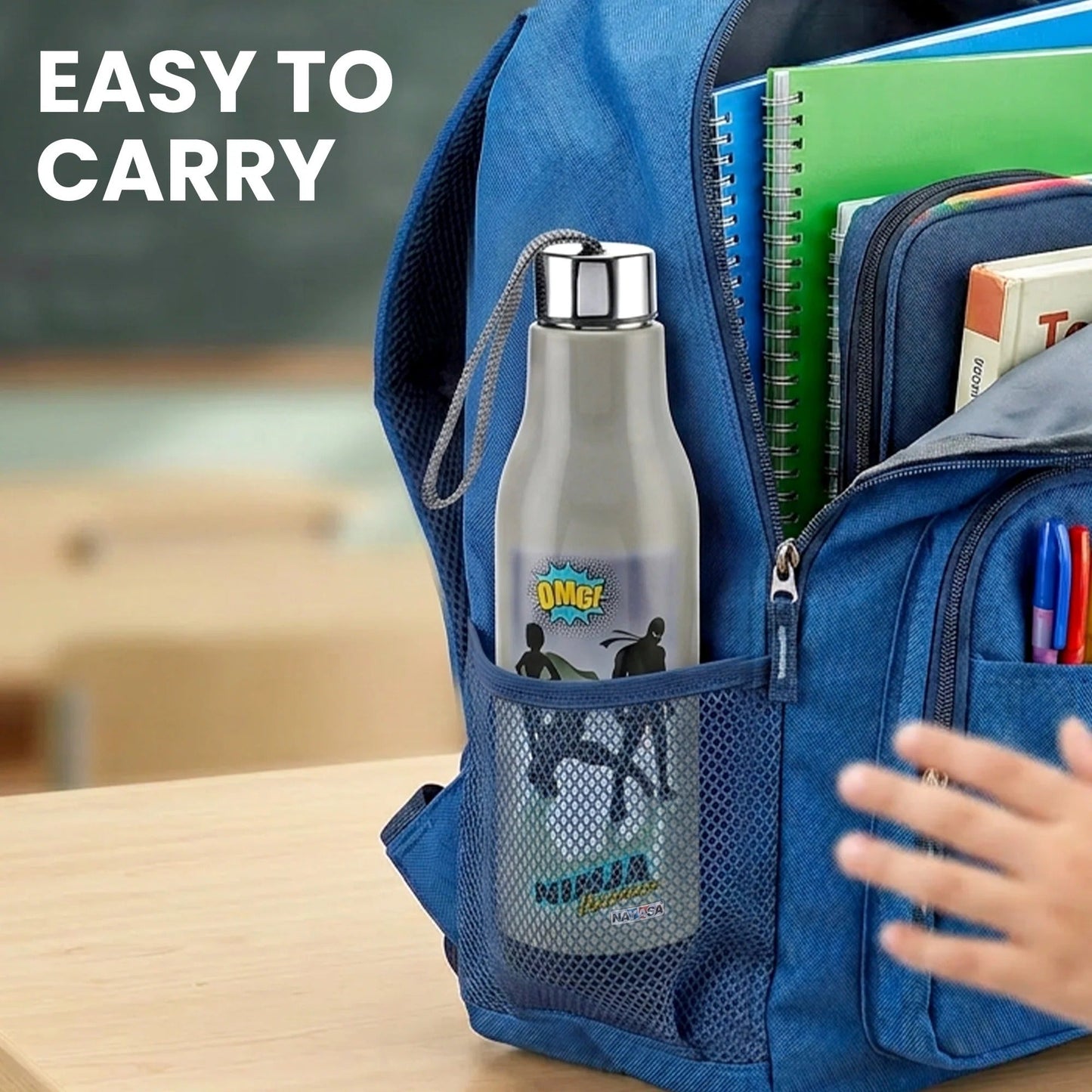 Nayasa Whip 600ml Cartoon Print Water Bottle with Steel Inner