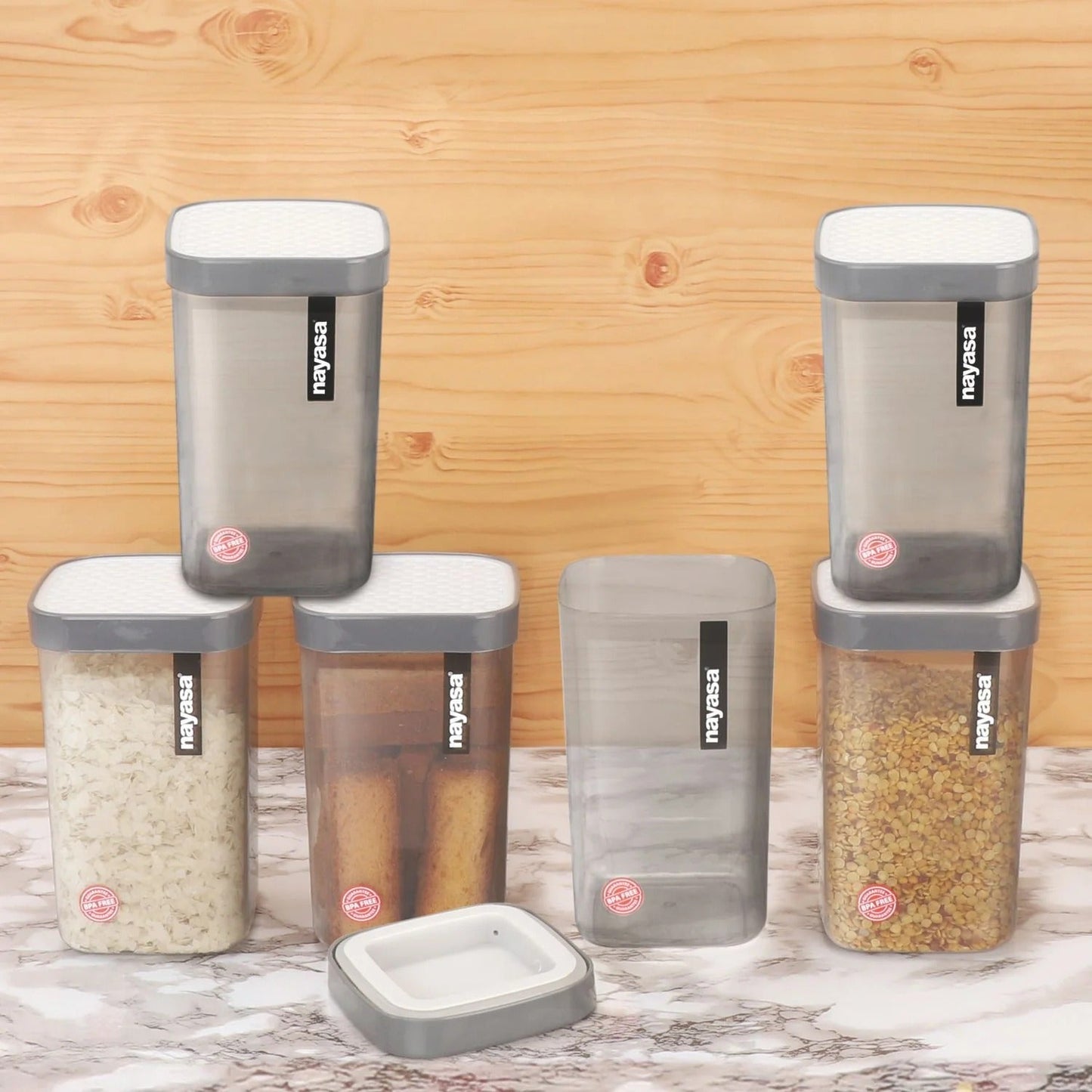 Nayasa Fusion Airtight Stackable Food Storage Container Set of 6 (1000ml)