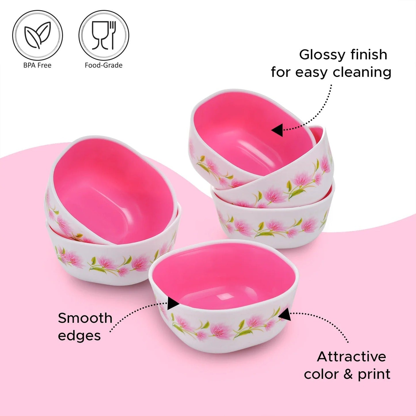 Nayasa Microfresh Square Bowl Deluxe 200ml Set of 6