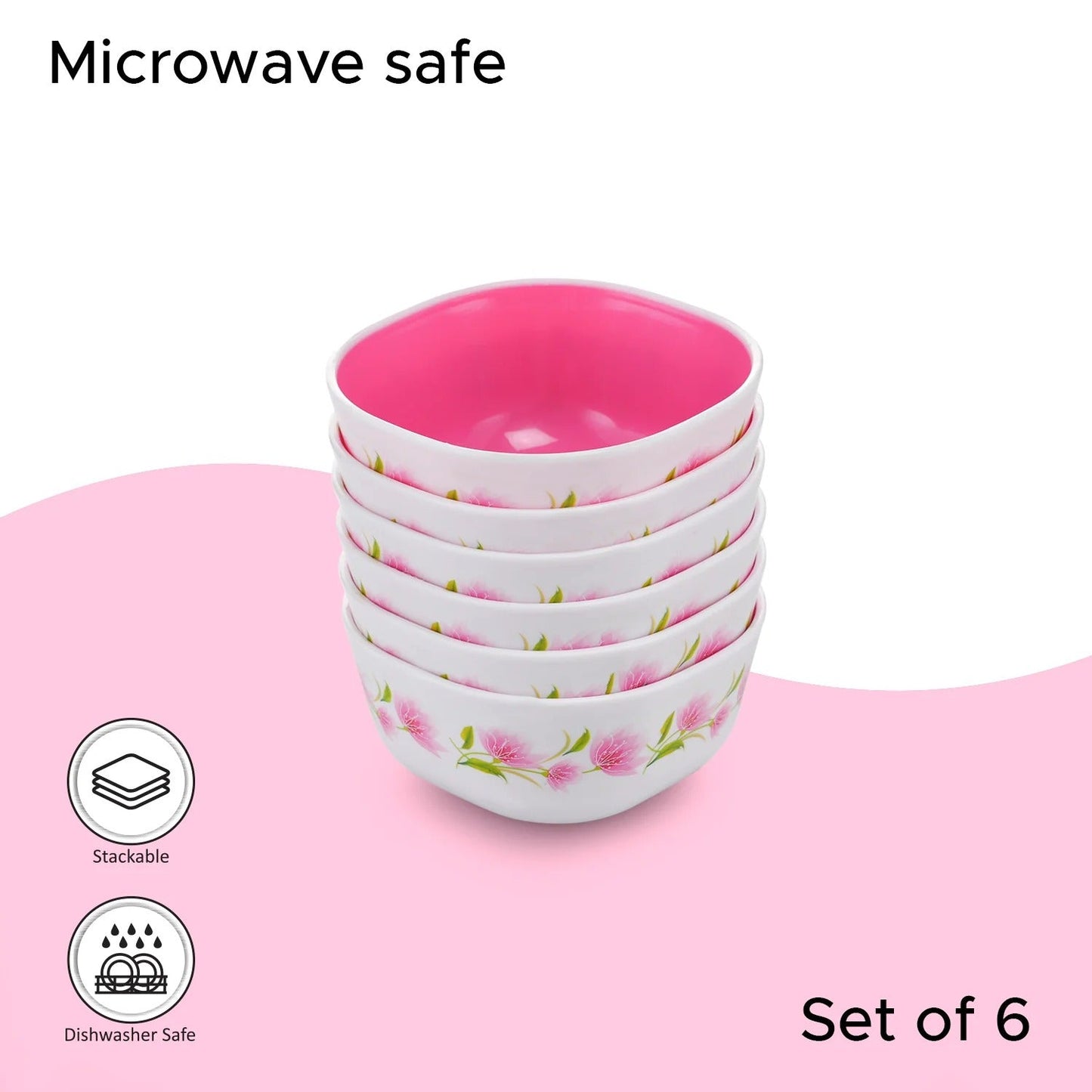 Nayasa Microfresh Square Bowl Deluxe 200ml Set of 6