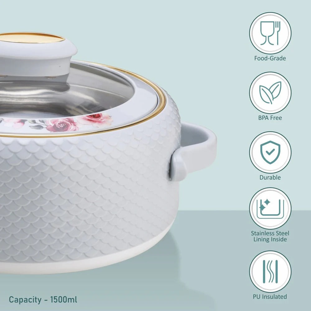 Nayasa Coral Glass Lid Insulated Casserole 1500ml