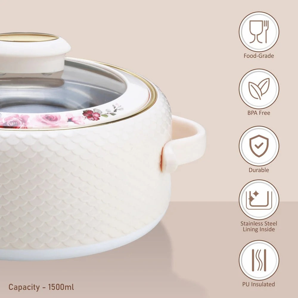 Nayasa Coral Glass Lid Insulated Casserole 1500ml