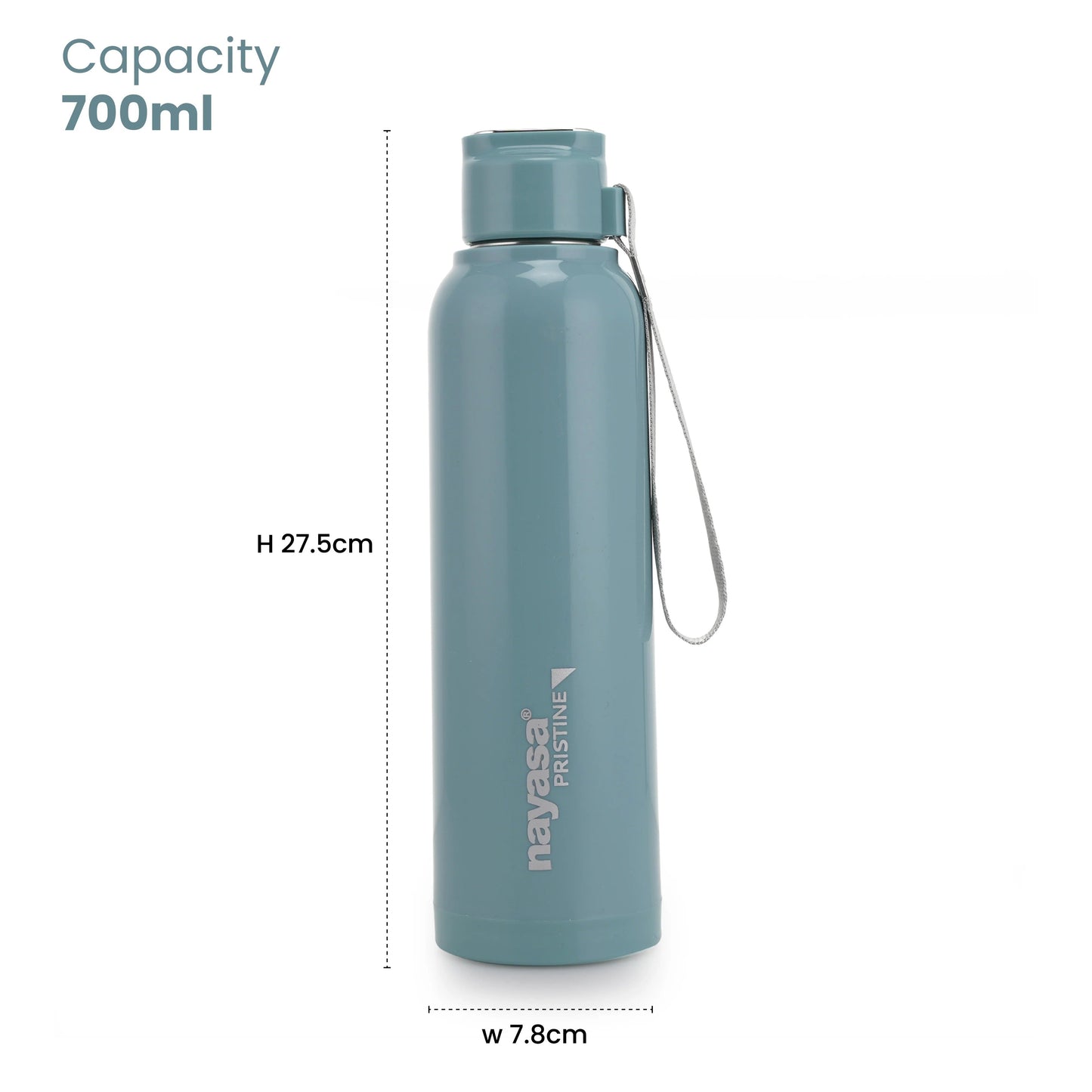 Nayasa Pristine Water Bottle 520ml BPA-Free Plastic with Steel Inner
