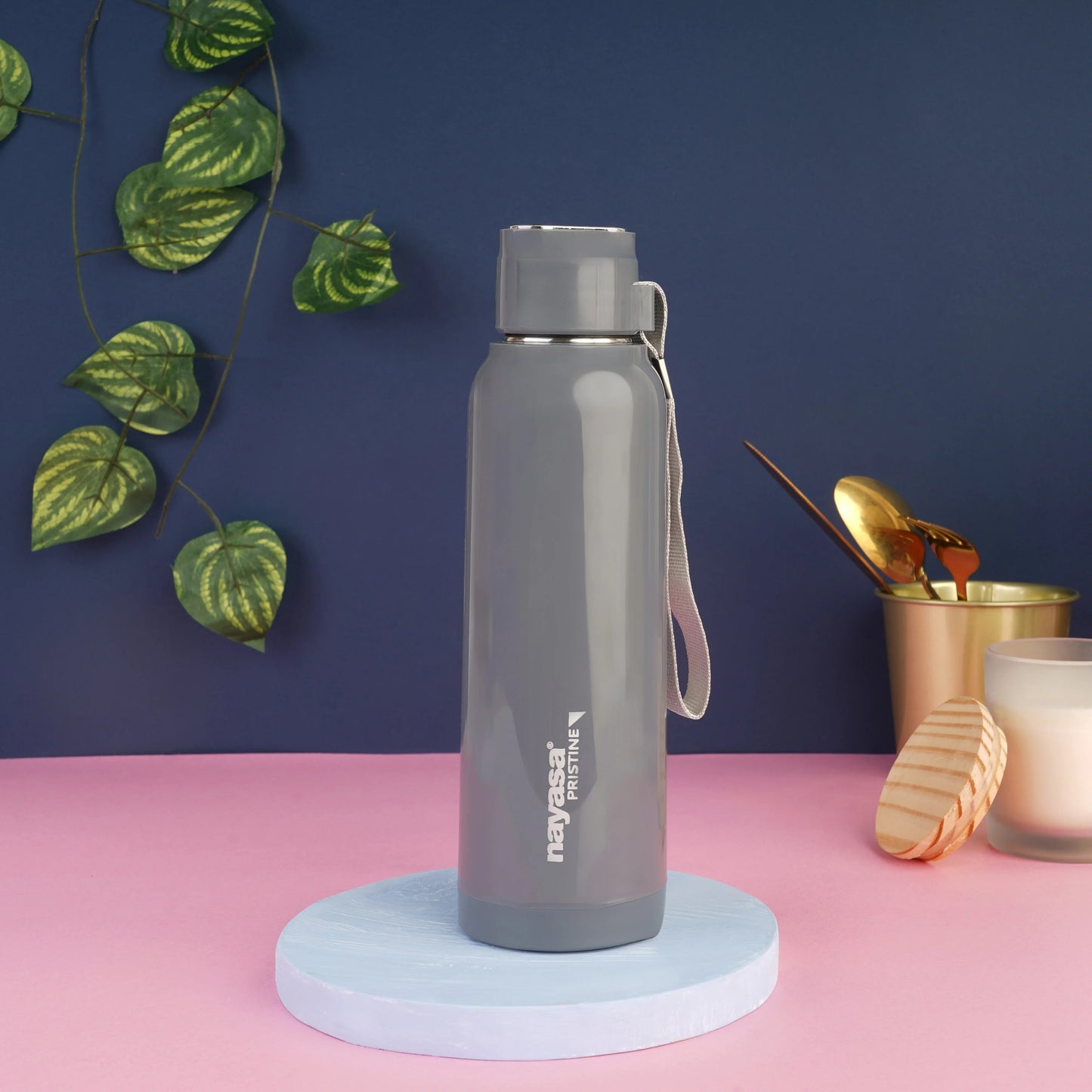Nayasa Pristine Water Bottle 520ml BPA-Free Plastic with Steel Inner