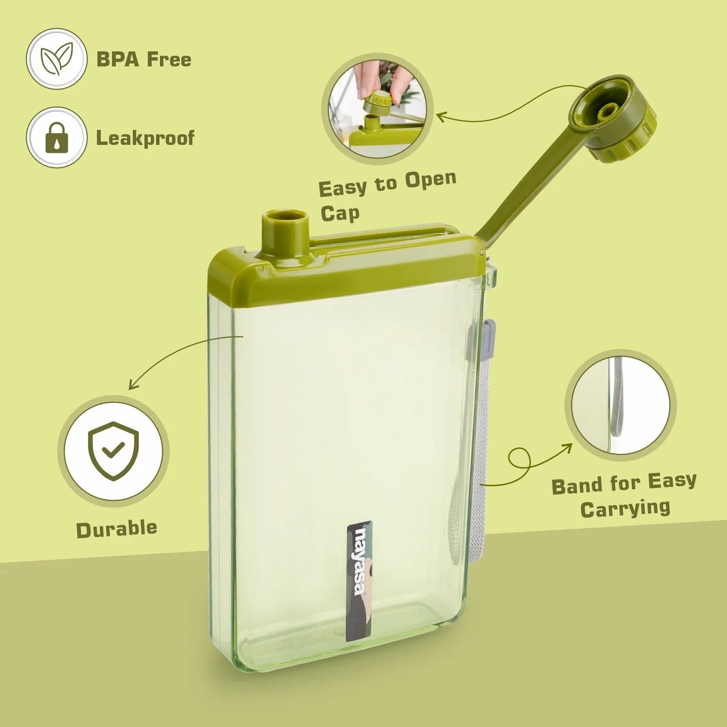 Nayasa Zelda Flat Plastic Water Bottle 550ml