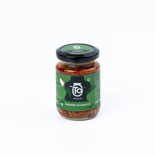 Ta Pickles | Mango Avakaya Pickle With Garlic | Made with Cold Pressed Oil | Homemade | Traditional Indian Taste | Natural | No Preservatives (150 gm)