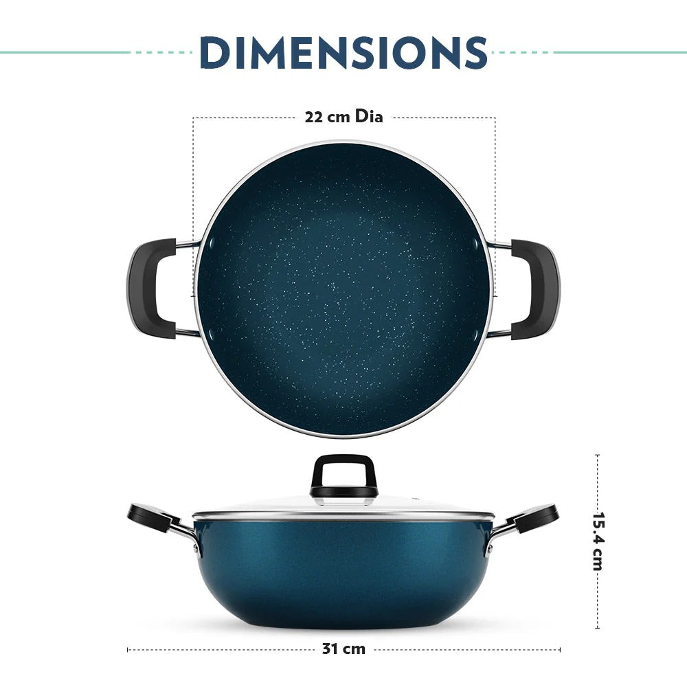 Borosil Pro Chef Non-Stick Kadhai with Lid