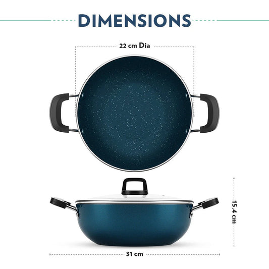Borosil Pro Chef Non-Stick Kadhai with Lid