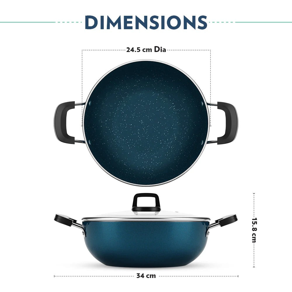 Borosil Pro Chef Non-Stick Kadhai with Lid