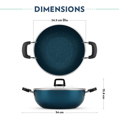 Borosil Pro Chef Non-Stick Kadhai with Lid