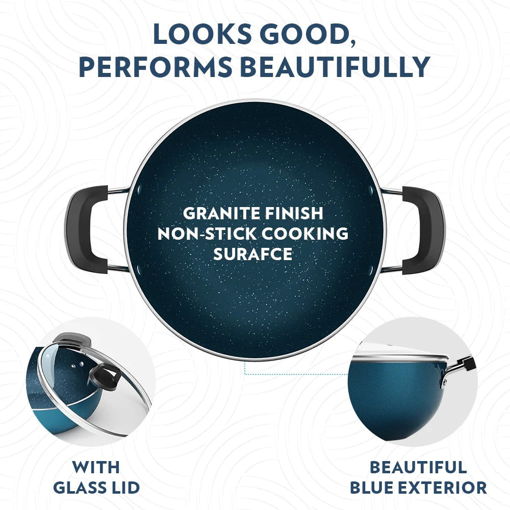 Borosil Pro Chef Non-Stick Kadhai with Lid