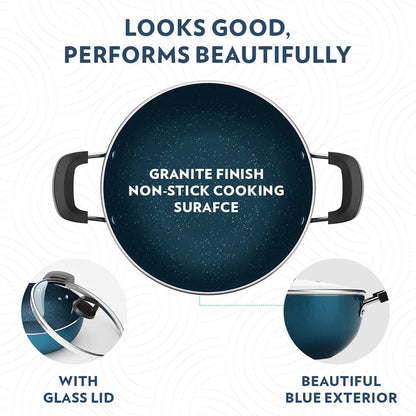 Borosil Pro Chef Non-Stick Kadhai with Lid