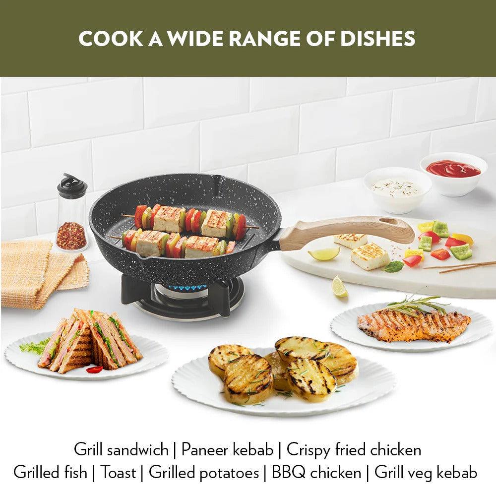 Borosil Vajra Induction Non-Stick Grill Fry Pan 24cm